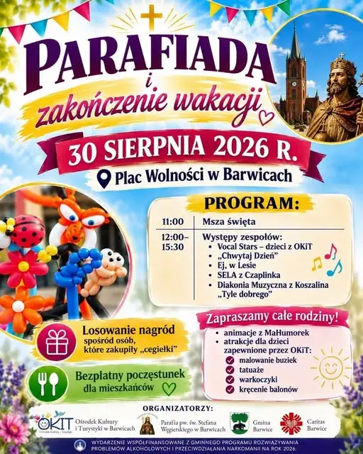 Parafiada w Barwicach: Pożegnanie wakacji z atrakcjami dla całych rodzin