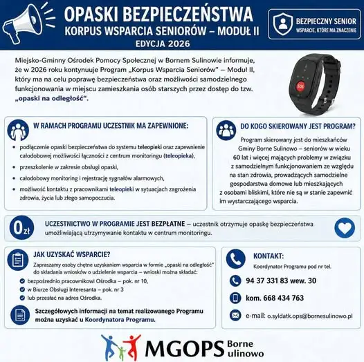 Bezpłatne opaski bezpieczeństwa dla seniorów z gminy Borne Sulinowo
