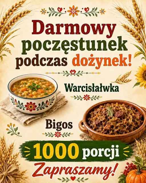 Jutrzejsze dożynki: darmowy poczęstunek – 1000 porcji zupy i bigosu