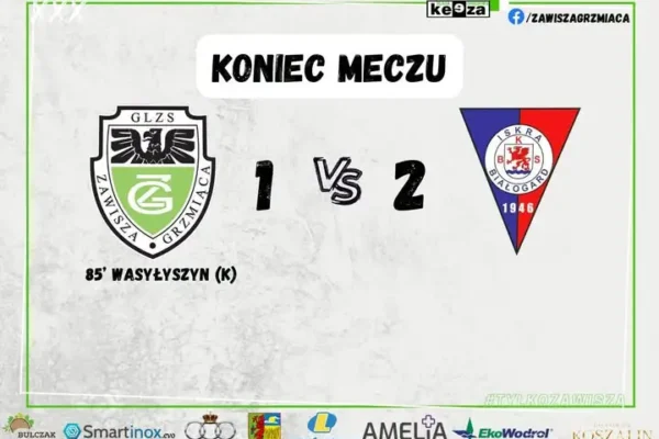 Zawisza Grzmiąca przegrywa z BKS Iskra Białogard 1:2