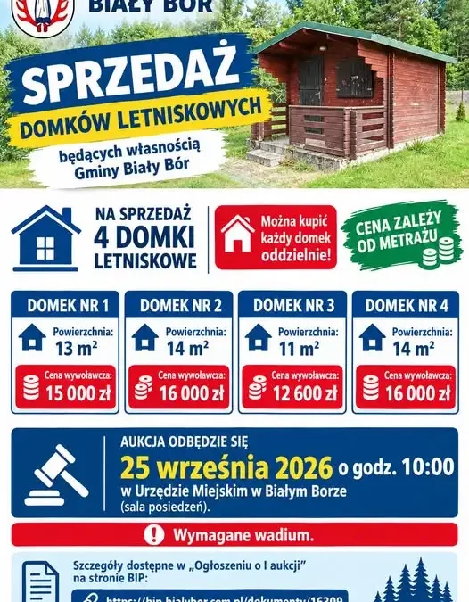 Gmina Biały Bór sprzedaje domki letniskowe. Aukcja już 25 września
