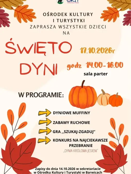 Święto Dyni w Barwicach – jesienna zabawa dla dzieci już 17 października