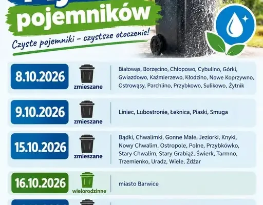 Mycie pojemników na odpady w gminie Barwice – sprawdź harmonogram na październik