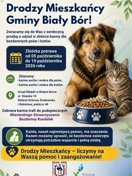 Biały Bór: Zbiórka karmy dla bezdomnych zwierząt od 5 do 19 października